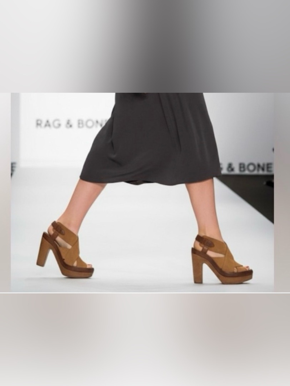 Authentic Rag & Bone designer leather platform open toe heels sz 8